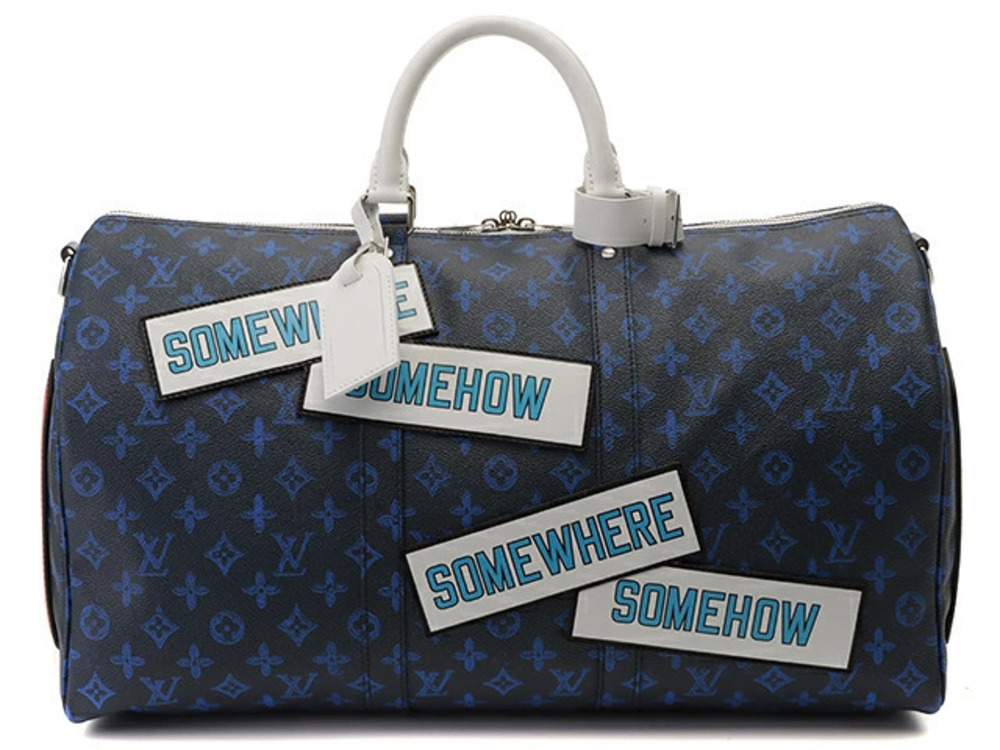 LOUIS VUITTON Keepall Bandouliere Boston Bag Monogram Blue White Limited Edition